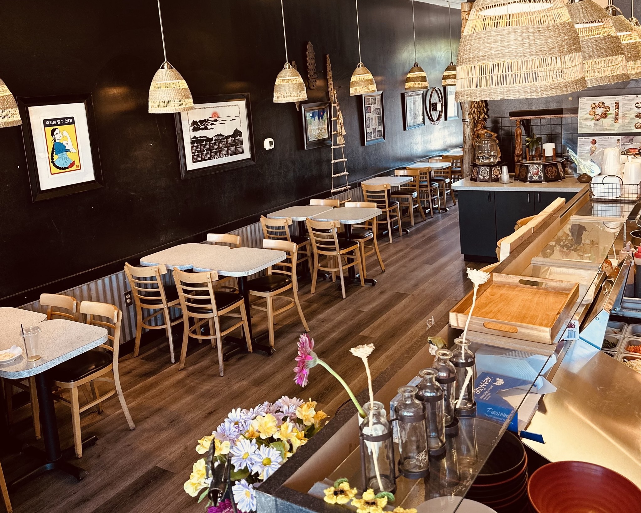 A wide shot picture of the restaurant's interior